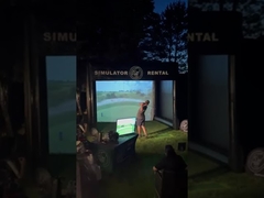 Olahraga Dalam Ruangan Luar Ruangan Hitam Logo Kustom Tenda Simulator Golf Layar Tiup