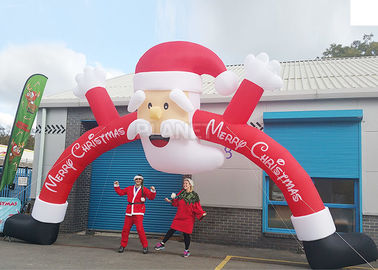 Santa Claus Christmas Inflatable Archway 210 D Oxford Cloth For Outdoor Event