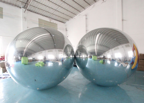 Double Layer PVC Silver Hanging Inflatable Floating Advertising Mirror Sphere Ball For Christmas Stage Decoration